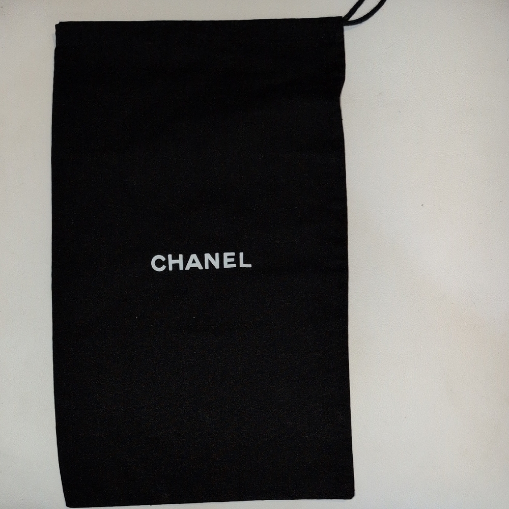 CHANEL Black and White Logo Dust Bag